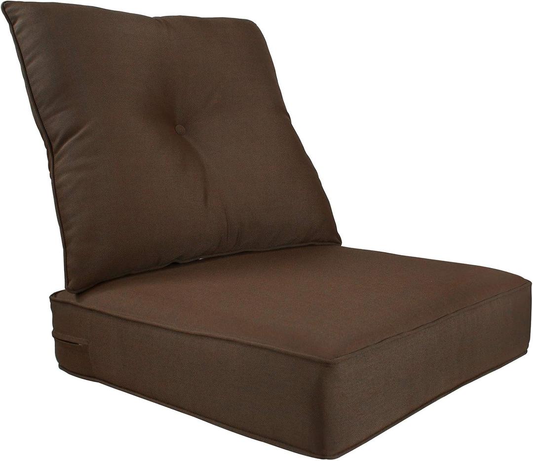 Indoor/Outdoor Deep Seat Chair Cushion Set,Spring/Summer Seasonal Replacement Cushions (Olefin Coffee/Chocolate)