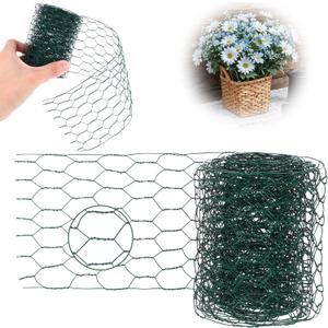 Chicken Wire for Floral Arrangements 3.94 x 118 Inch Green Mesh Hexagonal Iron Wires for Crafts Galvanized Poultry Garden Fencing DIY Decoration