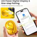 Transformers Open Ear Wireless Headphones Bluetooth 5.4 for Running & Workouts, Over The Ear Earbuds with IPX5 Waterproof Ear Hooks, Surround Sound, LED Display & Lanyard (Yellow - Bumblebee)