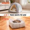 Cat Beds for Indoor Cats - 2 in 1 Cat Cave House Tent for Kittens and Small Pets with Removable Washable Cushioned Pillow, Foldable Kitten Hideaway with Non-Slip Bottom, Grey