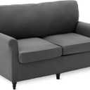 Amazon Basics Stretchy Spandex Blend Sofa Slipcover with Elastic Bottom, Two Seat Sofa, Medium, Dark Gray