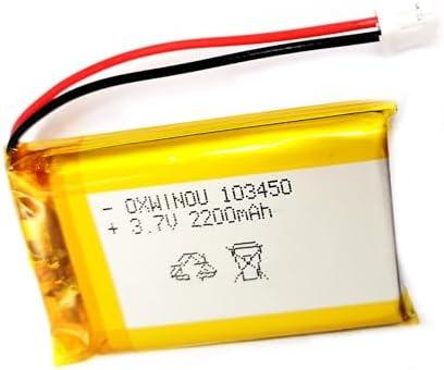 OXWINOU Lithium Polymer Battery 3.7V 2200mAh 103450 Lipo Rechargeable Battery Pack with 2 Wires JST 2.0mm Connector for Speaker and Wireless Device(1-Pack)