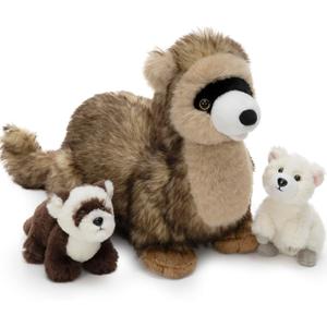 3Pcs Ferret Plush Toy with Babies, Mother Ferret Stuffed Animal with 2 Cute Stuffed Baby Ferrets, 18" Snuggly Forest Animal Plushies for Kids, Christmas Birthday Gift