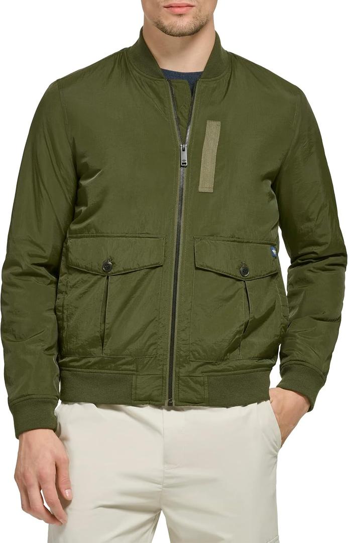 DOCKERS mens 2-pocket Bomber Jacket (Large, Olive)