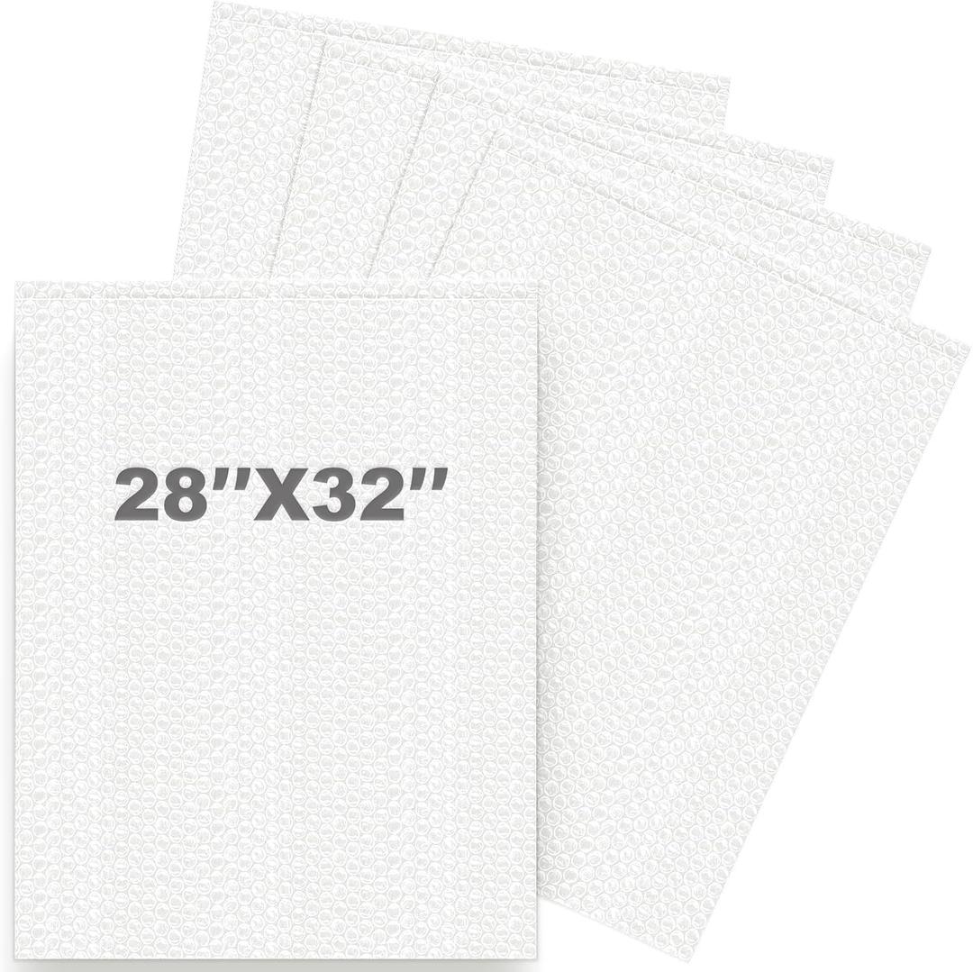 Bubble Pouches Wrap, Clear Not Self-Seal Bubble Out Bags with Double Walled Cushioning, Ideal for Packing, Shipping, Storage, Moving (5PCS-28x32Inches)
