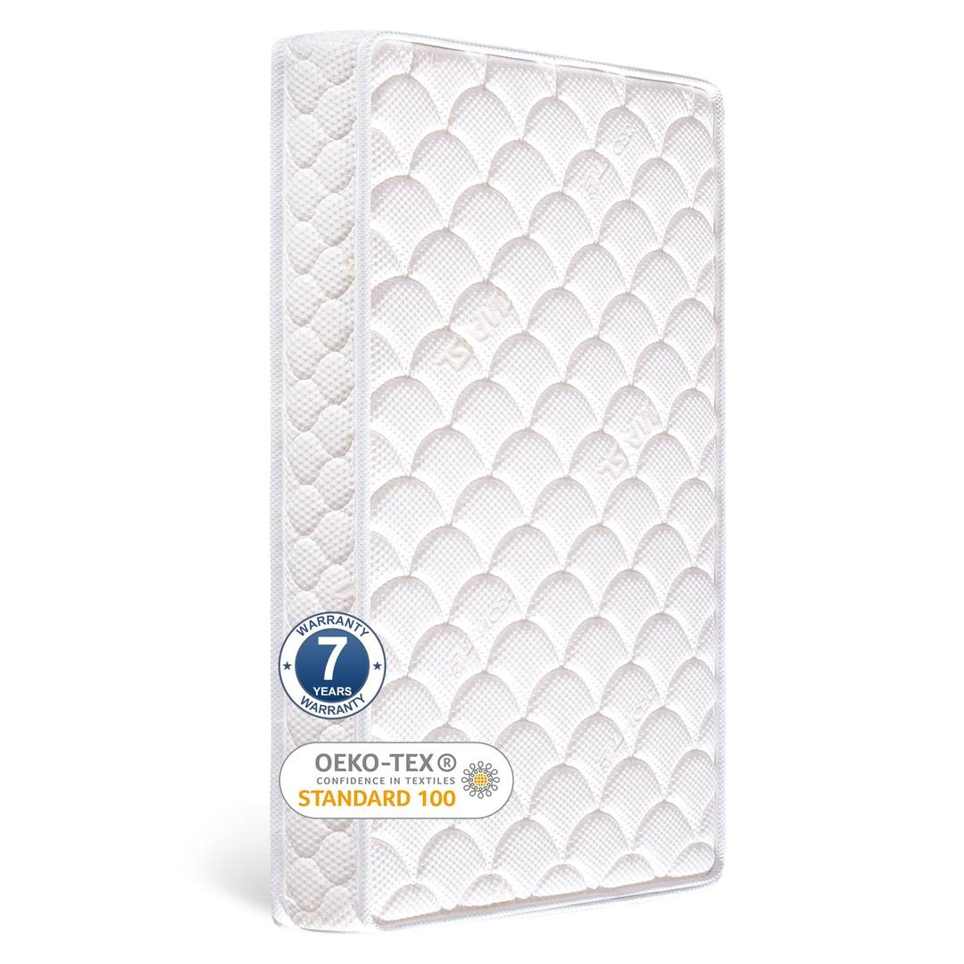 Crib Mattress and Toddler Mattress 52" x 27.6" x 5", 100% Knitted Fabric, Moisture Absorbent and Breathable, Fits Standard Full-Size Cribs & Toddler Beds (52" x 27.6" x5", White)