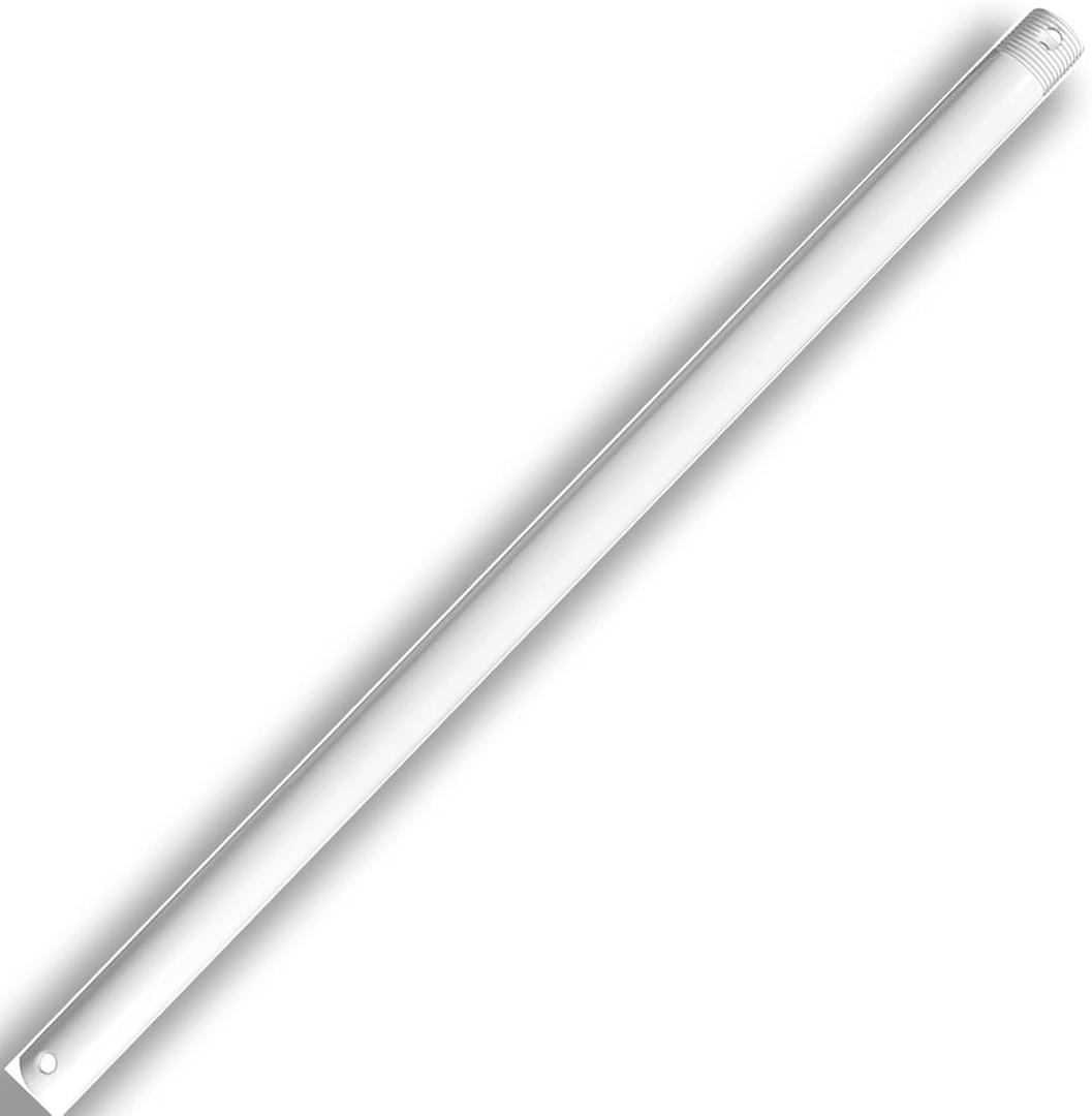 24 Inch Ceiling Fan Downrod Threaded, 1 Inch Outer Diameter Matte White Ceiling Fan Extension Rod (With Threads),Down Rods Compatible With Most Ceiling Fans,Easy Installation