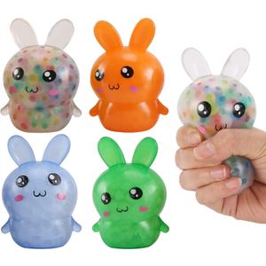 Easter Basket Stuffers,Easter Basket Essentials,4pcs Squishy Easter Bunny Stress Balls for Adults,Easter Stress Relief Fidget Balls,Easter Party Favors Easter Basket Ideas Gifts, Small