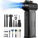 Compressed Air Duster, 130,000RPM Ultra-Powerful Cordless Electric Air Duster with 8000mAh Rechargeable Battery, 4-Gear Adjustable Air Blower for Keyboard, Computer, Car, Home Cleaning (Black)