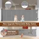 Miumoon 150 inch Retractable Baby Gates 42 inch Tall, Retractable Gate with Reinforced Strip Design to Prevent Crawling Through, 12 FT Extra Wide Retractable Dog Gate for Indoor/Outdoor