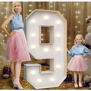 4FT Marquee Light Up Numbers 9,Party Decoration Large Marquee Light Up Letters with Weighted Water Bag, Pre-cut Foam Board Set Can Be Used for Birthdays,Weddings, Baby Anniversaries 9