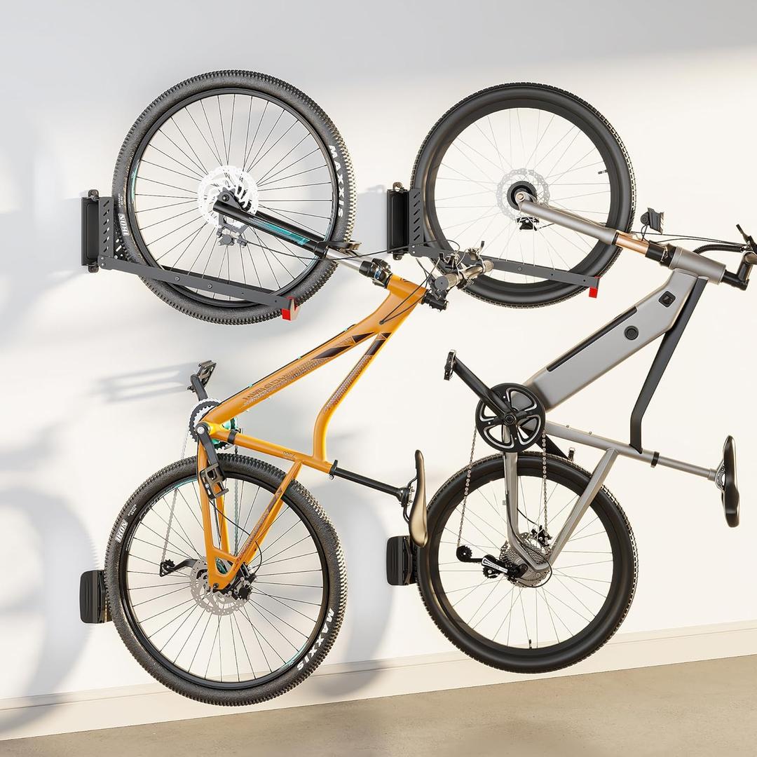 MonTEK Swivel Bike Wall Mount, No Heavy Lifting Required Bike Wall Mount, Bike Hangers for Garage, Space-Saving Bike Rack Garage, Easy to Load and Unload, Bike Hanger Can Hold Up to 77 lbs, 2 Pack