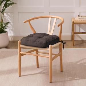 IASEAHK Chair Cushions for Dining Chairs, Dining Chair Cushions, Tufted Indoor Chair Pads with Ties & Non Slip Backing, Seat Cushions for Kitchen Chairs 16.5” x 16.5” x 3.5”, Set of 2, Brown