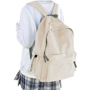 WEPOET Cute School Backpack For Girls Boys Casual College Laptop Backpack Water Resistant High School Book Bag Lightweight Simple Daypack (Beige with Green) (A7-white Green)