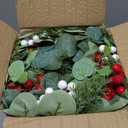6 Pcs Christmas Artificial Christmas Eucalyptus 10 Inch Greenery Wreath for Front Door Cabinets Indoor Outdoor Wall Decor Christmas Wall Home Kitchen Porch Window Decoration