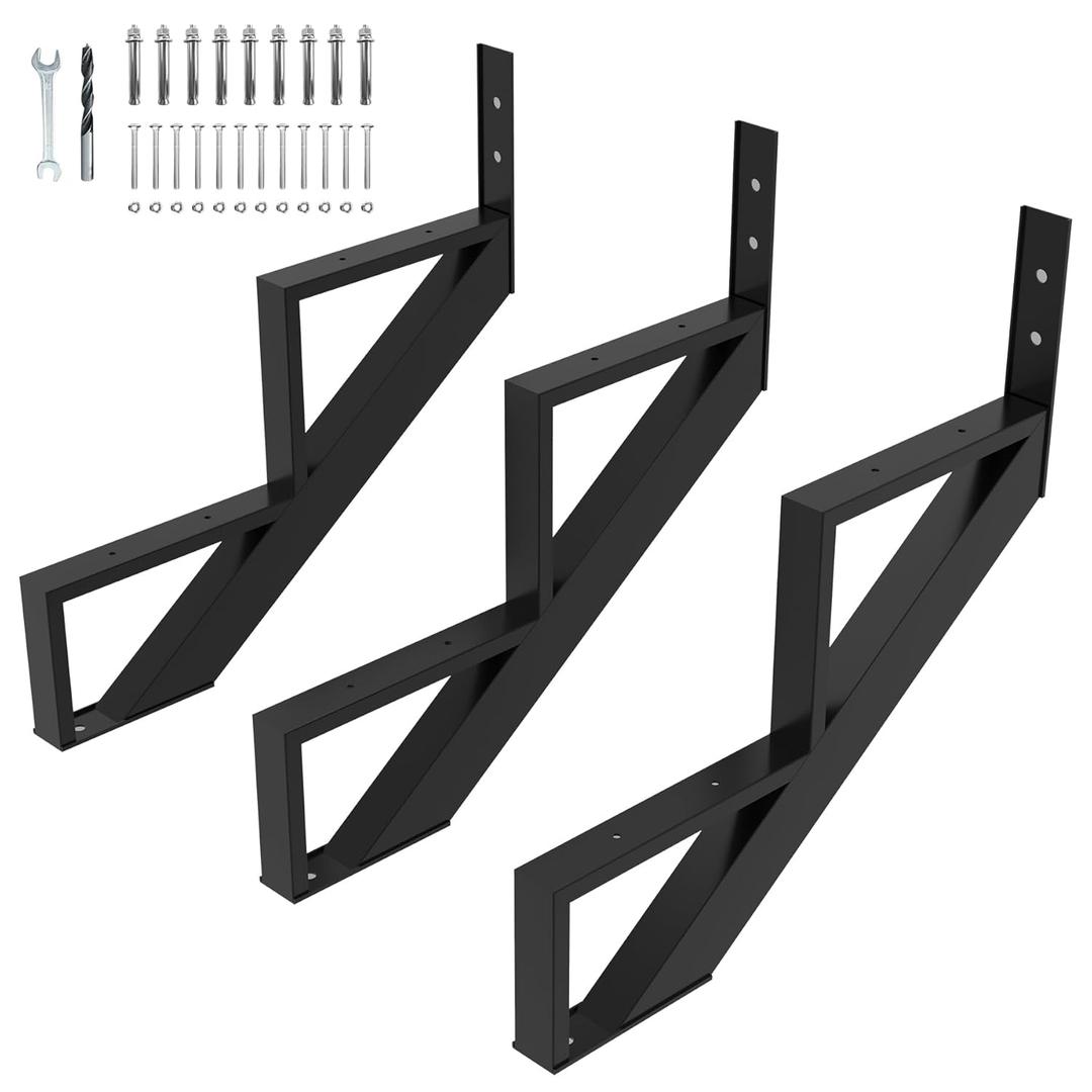 3 Pack Steel Stair Step Riser, 2-Step Metal Stair Stringer Heavy Duty, Steel Stair Stringer for 20" Height Deck and Outdoor Steps