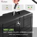 FRUITEAM Umbrella Base with Wheels, 100 LBS Heavy Duty Patio Umbrella Stand, Fillable Weighted Umbrella Base Holder for Patio, Deck, Poolside, Rust-Resistant and Windproof Design - Black