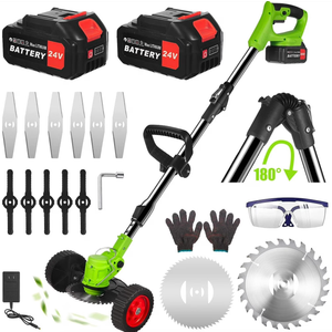 Onemayship Foldable Brush Cutter Cordless Weed Wacker Electric Weed Eater with 2 Large Capacity Batteries &13 Blade for Lawn Garden Yard