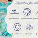 Kitchenville Glass Cutting Board 20x16: Tempered Glass Kitchen Counter Protector - Durable- Scratch-Resistant, Heat-Proof - Design 9 - Teal Ocean