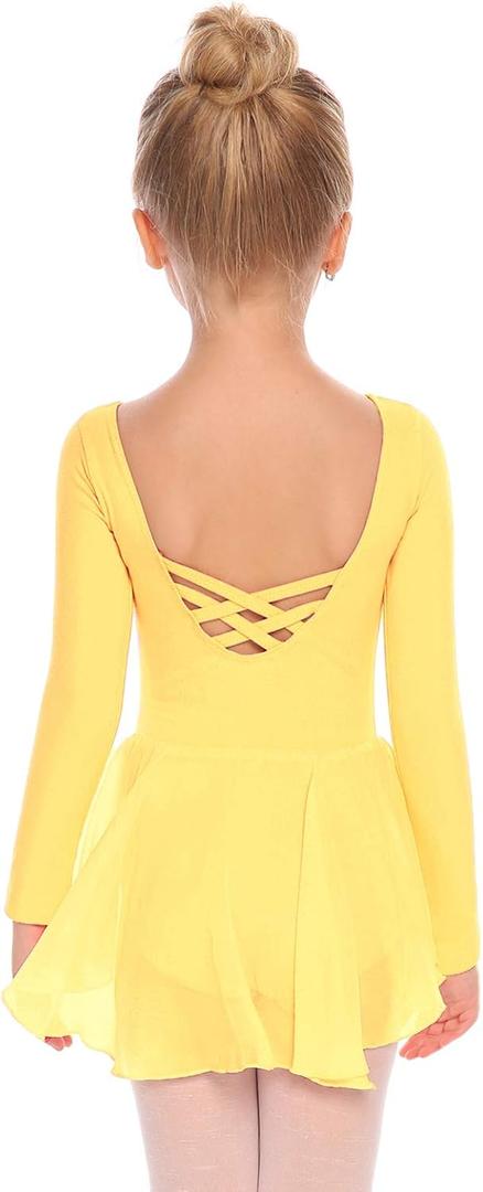 Arshiner Kids Girls Classic Long Sleeve Leotard Dance Ballet Dress (2-3T, Yellow)
