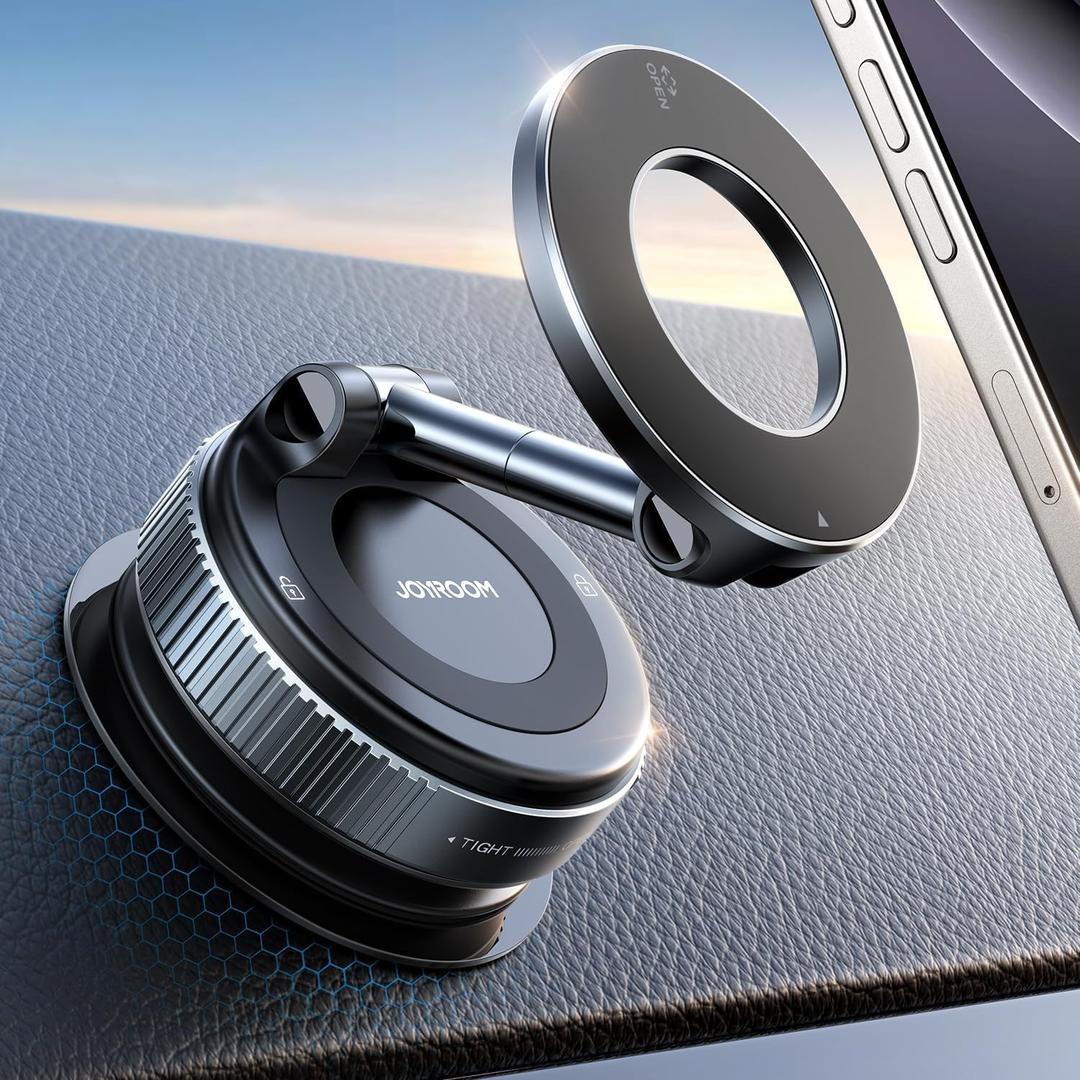 JOYROOM Magsafe Car Mount, Car Mount for iPhone with Strong Magnet, 360 Metal Strut Vacuum Suction Cup Phone Mount for iPhone 17 Air Pro Max/16 15 14 13 12 Series& Android Magsafe Case, Dark Blue