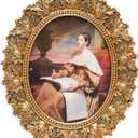 Vintage Oval Picture Frame 8x10 Inch, Antique Ornate Photo Frames with Glass Front, Leaf Design, Tabletop & Wall Hanging, Photo Gallery, Gold