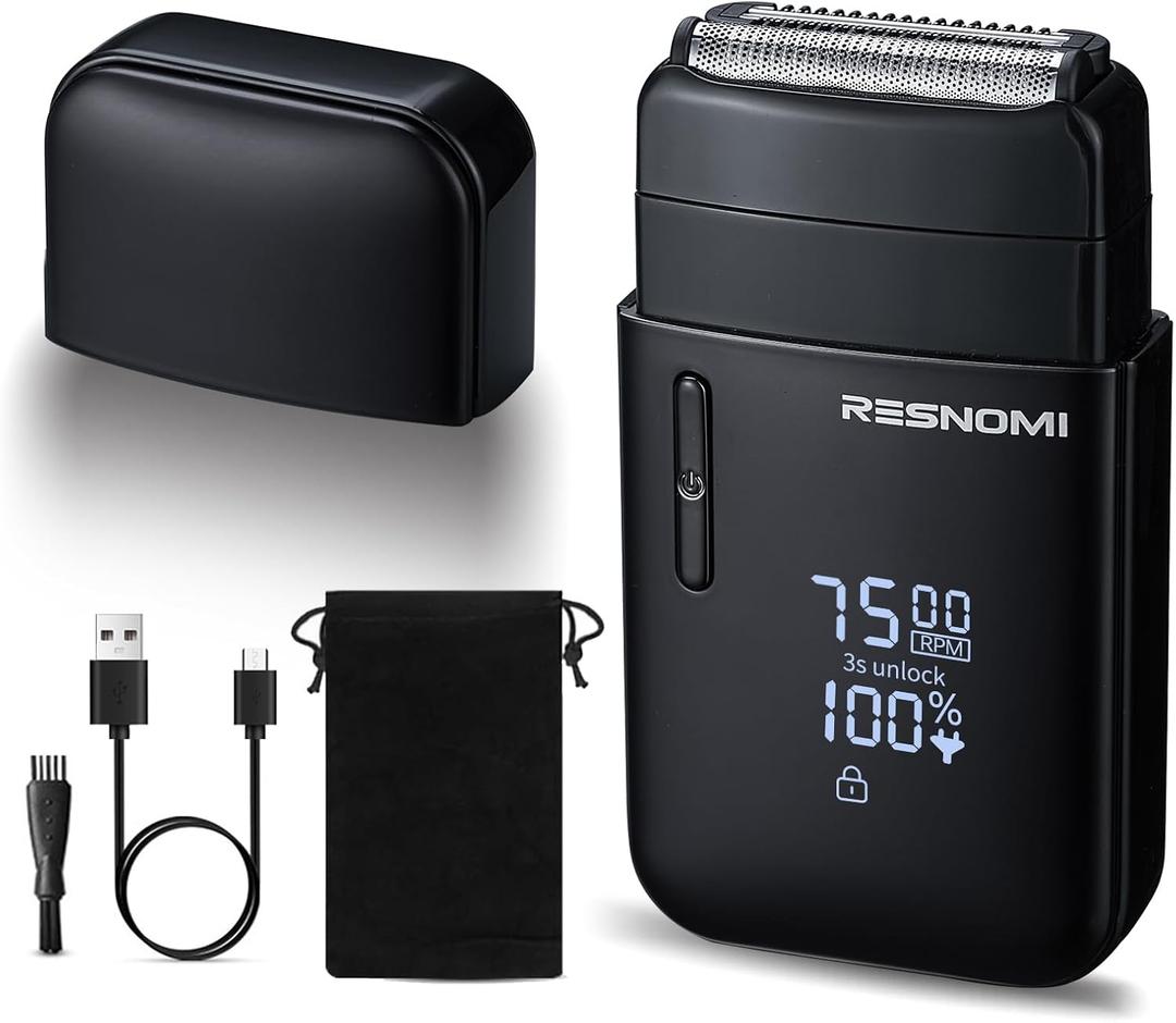 Electric Foil Shavers for Men, Electric Razor for Men Face - 2 Floating Blades, IPX7 Waterproof, 3 Adjustable Gears, LCD Display, Type-C Rechargeable,Wet/Dry Foil Shaver for Travel & Home, Matte Black