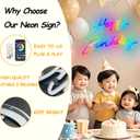 Happy Birthday Neon Sign Large - Colorful Happy Birthday Sign Reusable Neon Signs for Wall Decor, LED Sign for Birthday Party with Remote 200+ Colors, App Control, Music Sync, Birthday Gift for Boys & Girls