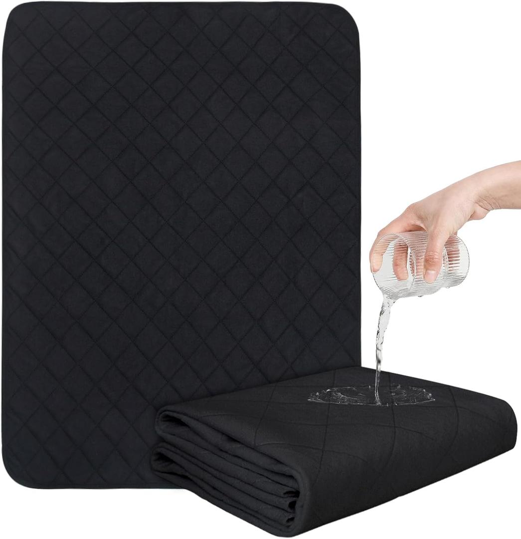 2 Pack Washable Incontinence Bed Pads, Reusable Underpads for Kids, Adults, Elderly, Hospitals & Pets, Waterproof Bed Protector Pad for Bed, Sofa, Floor, Super Absorbent Bed Pad 24" x 36"- Black