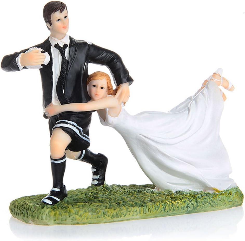 Wedding Cake Topper Funny Bride and Groom Football Figurine