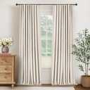 INOVADAY 100% Blackout Curtains for Bedroom, Black Out Curtains 84 Inch Long, Clip Rings Linen Blackout Drapes, Thermal Insulated Room Darkening for Living Room, 2 Panels - Cream,W50xL84