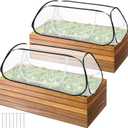 2 Pcs Pop Up Garden Rows Plant Cover, 46" x 22" x 16" Raised Garden Beds Vegetable Rows Plant Protector, Insect Bird Barrier Plant Net Cage with Stakes for Protecting Seedlings Fruits Vegetable Row