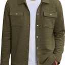 COOFANDY Mens Casual Shirt Jacket Button Down Waffle Jacket Long Sleeve Sweater Jackets Quilted Shacket Overshirt (L)