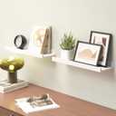 Boswillon Floating Shelves Wall Mounted Set of 2, Modern White Shelves for Bedroom, Nursery Shelves with Lip, Display Picture Ledge Shelf for Wall Decor Living Room Bathroom Kitchen - White, 15.7 in