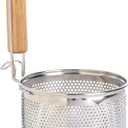 Helen's Asian Kitchen Deep Noodle Spider Strainer, 5.3-Inch Pierced 18/8 Stainless Steel Basket With Wood Handle, For Noodles, Dumplings, Wontons, Deep Frying, And Draining Tasks