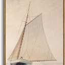InSimSea Framed Wall Art for Living Room Large Canvas White Sailboat Seascape Watercolor Vintage Painting Coastal Wall Art Prints for Office & Home Decor 24x36in