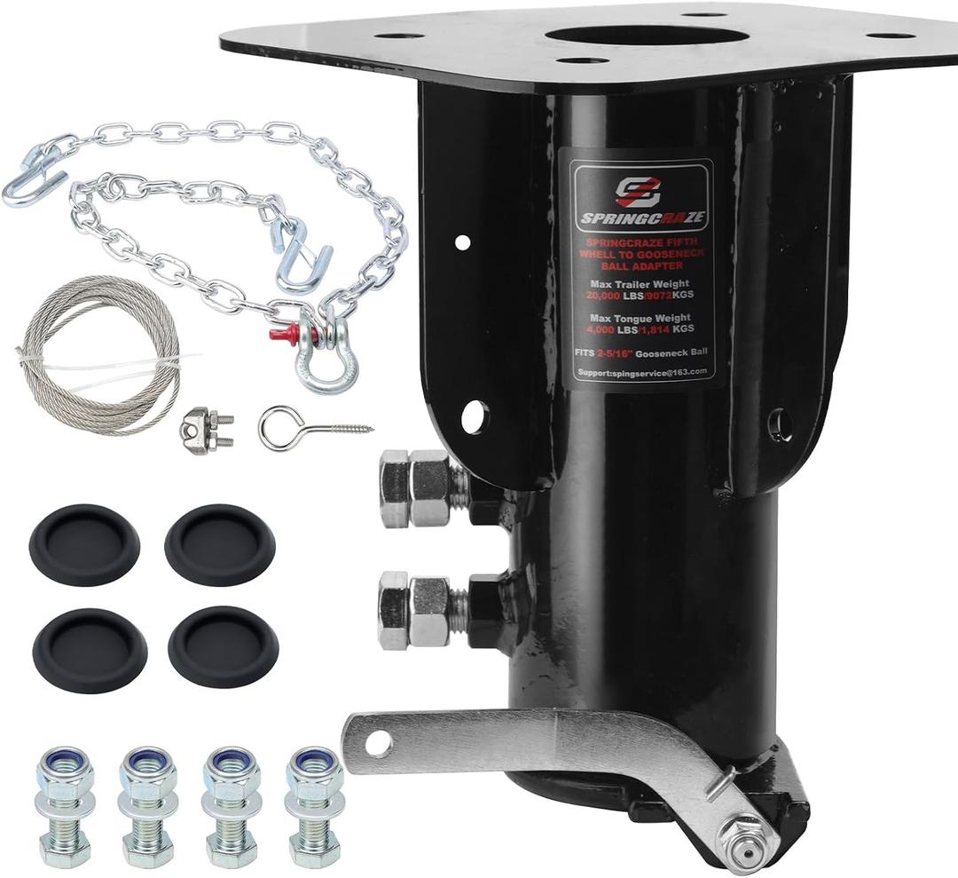 5th Wheel to Gooseneck Adapter,Height Adjustable from 14 to 19 inches,20000 LBS GTW 4000 LBS VTW,2-5/16" Ball, Compatible with RV & Camper Trailers
