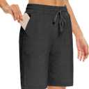DIBAOLONG Women's Yoga Shorts Loose Comfy Drawstring Lounge Bermuda Shorts with 3 Pockets (Small, Charcoal)