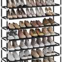 SONGMICS 10-Tier Shoe Rack, Shoe Storage for Hallway Closet, Slim and Space-Saving, Metal Frame, Non-Woven Fabric Shelves, Black ULSH11H