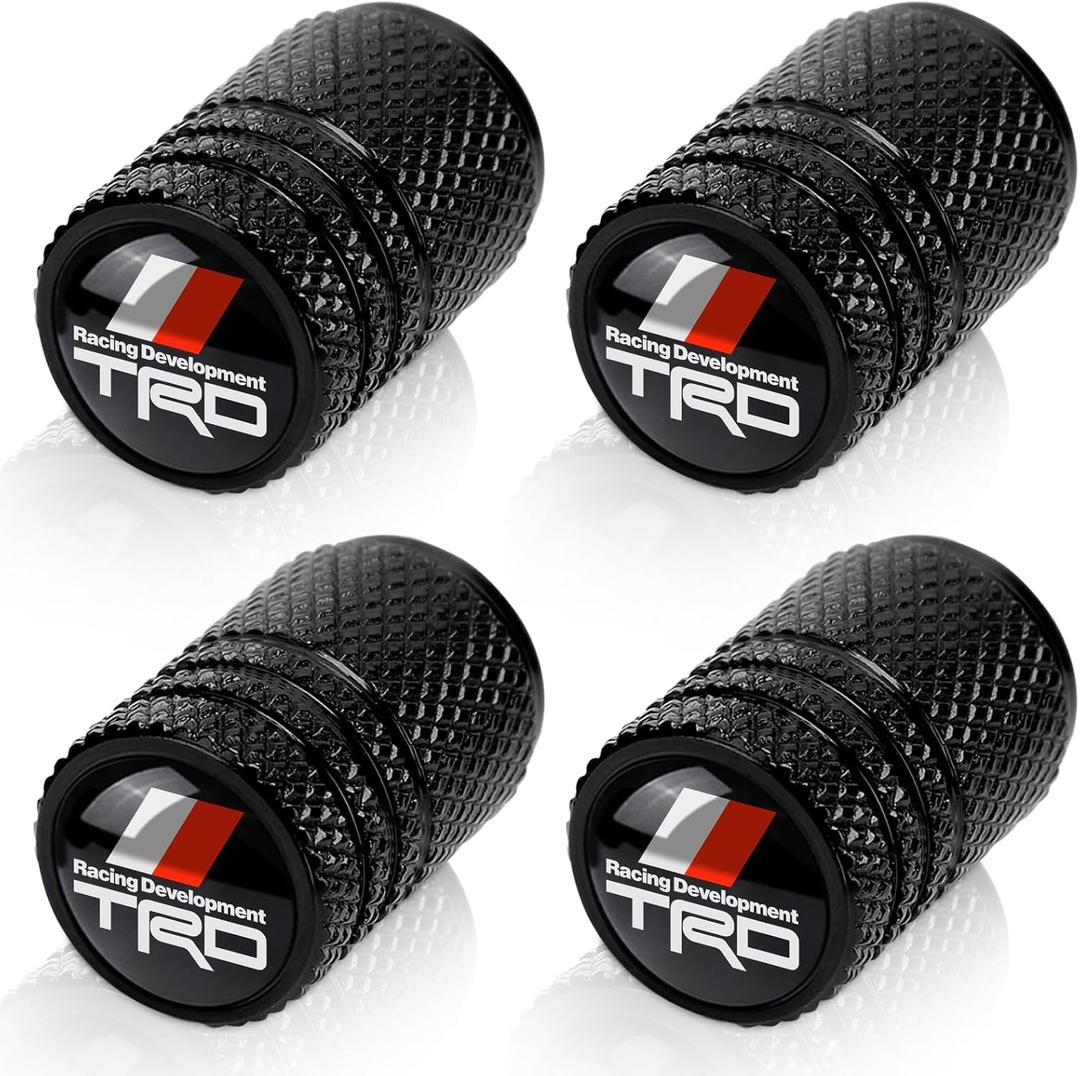 2 x Tire Valve Stem Caps for Toyota TRD Metal Car Wheel Air caps Auto Valve Stem Caps Accessories 4 Pcs Black