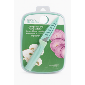 Culinary Elements Cutting Board With Paring Knife Set Blue
