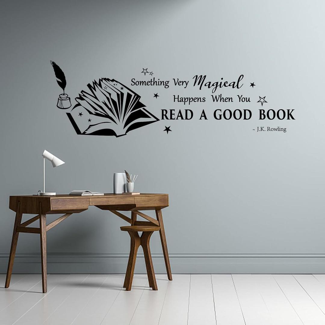 PLIGREAT Read Books Inspirational Quotes Wall Stickers, Removable Vinyl Peel and Stick Wall Decals for Nursery School Library Study Reading Room Wall Deocrations Home Office Indoor DIY Wall Art Decor