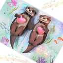 Otter Pop Up Anniversary Card for Wife,Husband,Couple, Musical 3D Valentines Day Card with Light, Romantic Birthday Cards for Boyfriend or Girlfriend, Fun Happy Anniversary Wedding Valentine Gift Card
