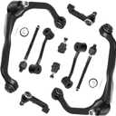 10pcs Front Upper Control Arm fit for Dodge Nitro 2007-2011 Jeep Liberty 2008-2012 Suspension Kit with Ball Joint Tie Rod Ends Stabilizer Sway Bar End Link