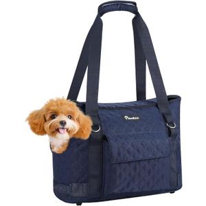 Pawaboo Dog Purse Carrier for Small Dogs with Pocket, Lightweight Dogs and Puppies Tote Bag Carrier, Dog Carriers Soft Sided for Puppy Cat Rabbit, Shopping Travel Puppy Carriers Under 11 LBS,Navy Blue