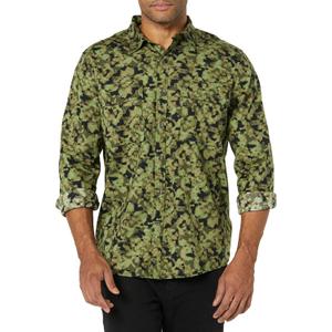 Amazon Essentials Men's Slim-Fit Long-Sleeve Two-Pocket Utility Shirt (Green, M)