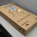 Vaunn Medical Pneumatic Adjustable Overbed Bedside Table with Wheels (Hospital and Home Use) (Black)