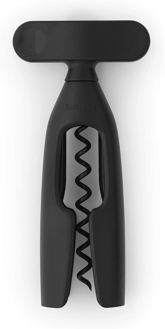 Brabantia Tasty+ Wine Bottle Opener Corkscrew (Dark Gray) Easy To Use, Safe Enclosed Spiral, Extra Large Turning Handle