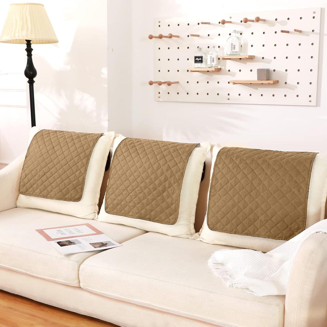 Moukeren 3 Pieces Recliner Headrest Protector Headrest Cover for Recliner Chair Sofa Covers Couch Chair Head Protector for Sofa Furniture Protectors(Coffee Color)