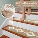 Stair Treads for Wooden Steps, Non-Slip Peel and Stick Carpet Stair Runner, Boho Pet Friendly Indoor Stair Protectors, Soft Washable Reusable,8x30 15Pcs,Brown